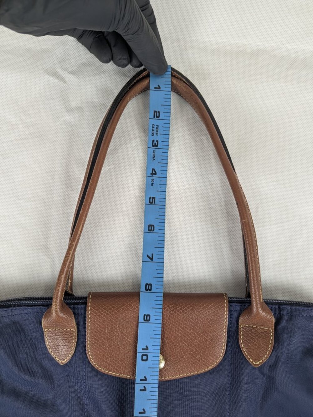 Longchamp Le Pliage Nylon Leather Shoulder Bag Blue | Used | Fast Shipping - Picture 13 of 13
